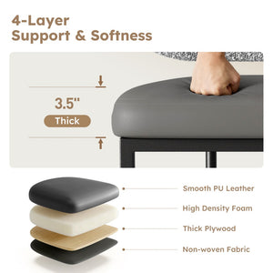 24" Modern PU and Chenille Counter Height Bar Stool, Set of 4