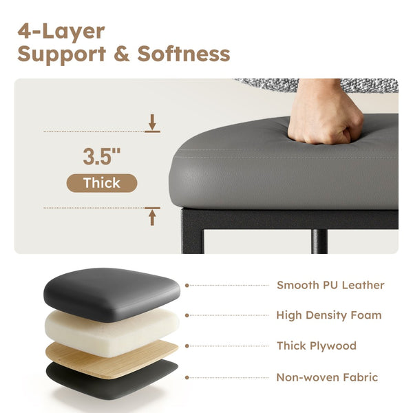 24" Modern PU and Chenille Counter Height Bar Stool, Set of 4