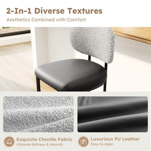 24" Modern PU and Chenille Counter Height Bar Stool, Set of 4