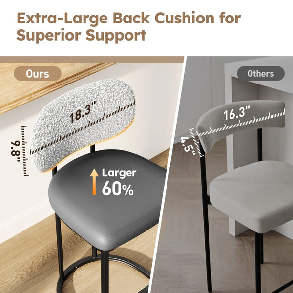 24" Modern PU and Chenille Counter Height Bar Stool, Set of 4