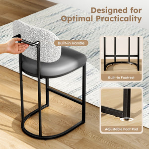 24" Modern PU and Chenille Counter Height Bar Stool, Set of 4