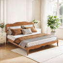 Phi Villa Classic Style Wooden Bed Frame with Rattan Headboard