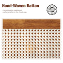 Phi Villa Classic Style Wooden Bed Frame with Rattan Headboard