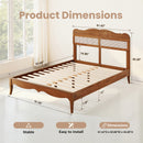 Phi Villa Classic Style Wooden Bed Frame with Rattan Headboard