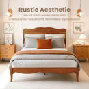 Phi Villa Classic Style Wooden Bed Frame with Rattan Headboard