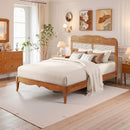 Phi Villa Classic Style Wooden Bed Frame with Rattan Headboard