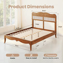 Phi Villa Classic Style Wooden Bed Frame with Rattan Headboard
