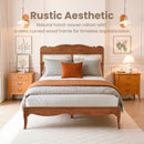 Phi Villa Classic Style Wooden Bed Frame with Rattan Headboard