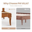 Phi Villa Classic Style Wooden Bed Frame with Rattan Headboard