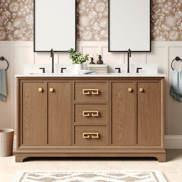 Modern Fully Assembled Double Sink Bathroom Vanity with Marble Top