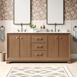 Modern Fully Assembled Double Sink Bathroom Vanity with Marble Top