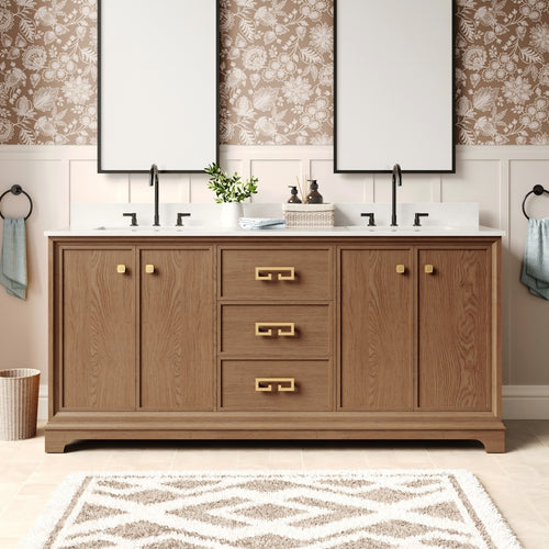 Modern Fully Assembled Double Sink Bathroom Vanity with Marble Top