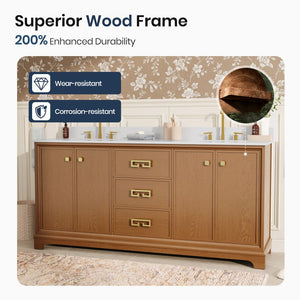 Modern Fully Assembled Double Sink Bathroom Vanity with Marble Top