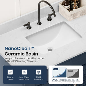 36 inch Solid Wood Single Bathroom Vanity with Marble Top