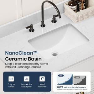 36 inch Solid Wood Single Bathroom Vanity with Marble Top