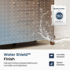 Modern Freestanding Bathroom Vanity with Solid Wood Cabinet and Stone Countertop