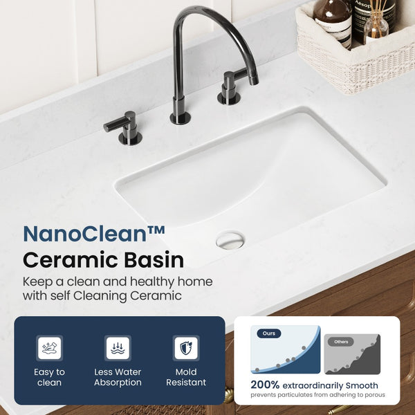 Modern Freestanding Bathroom Vanity with Solid Wood Cabinet and Stone Countertop