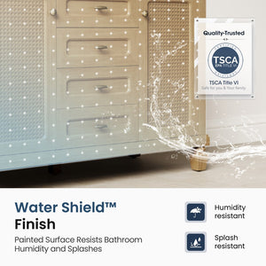 Modern Freestanding Bathroom Vanity with Solid Wood Cabinet and Stone Countertop