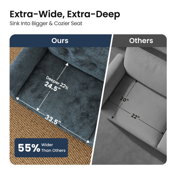 Charleston Velvet-Chenille U-Shaped Living Room Couch with Ottoman