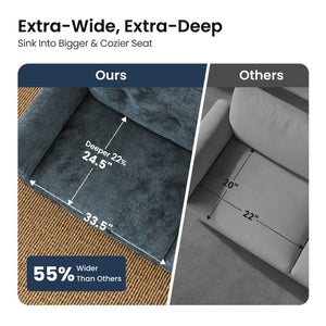 Charleston Velvet-Chenille L-Shaped Living Room Couch with Ottoman