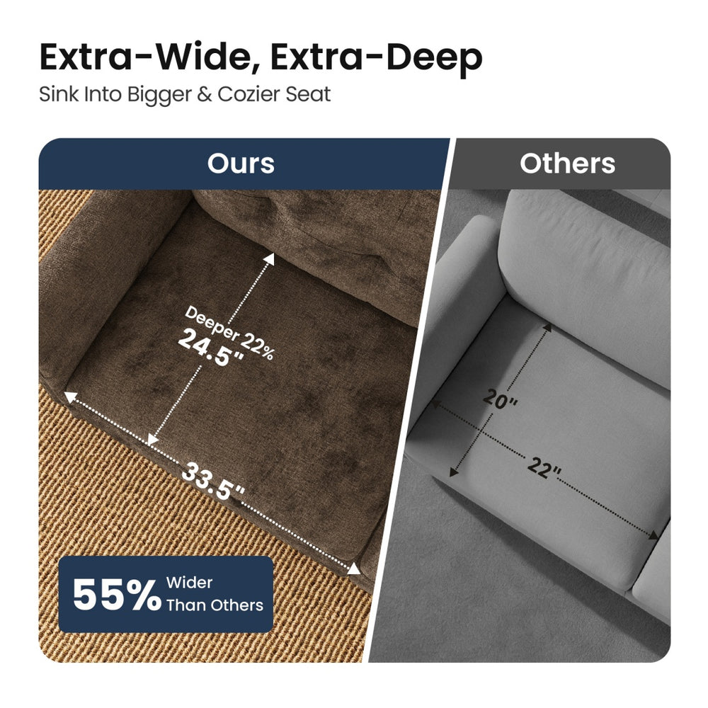 Charleston Velvet-Chenille U-Shaped Living Room Couch with Ottoman