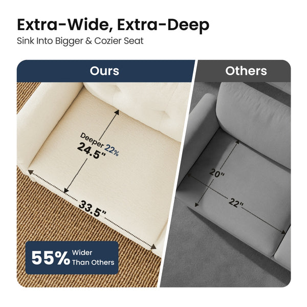 Charleston Velvet-Chenille L-Shaped Living Room Couch with Ottoman