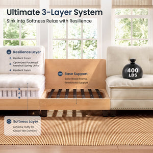Charleston Linen-Look U-Shaped Large Sofa with Ottomans for Living Room