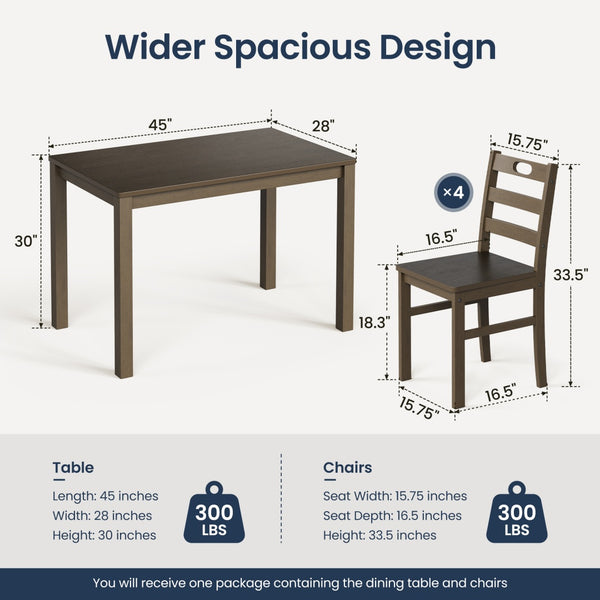 Sophie Wooden Dining Room Funiture Set for 4