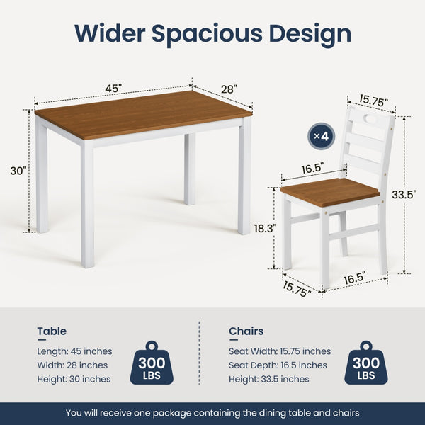 Sophie Wooden Dining Room Funiture Set for 4