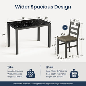 Sophie Wooden Dining Room Funiture Set for 4-Soft Seats