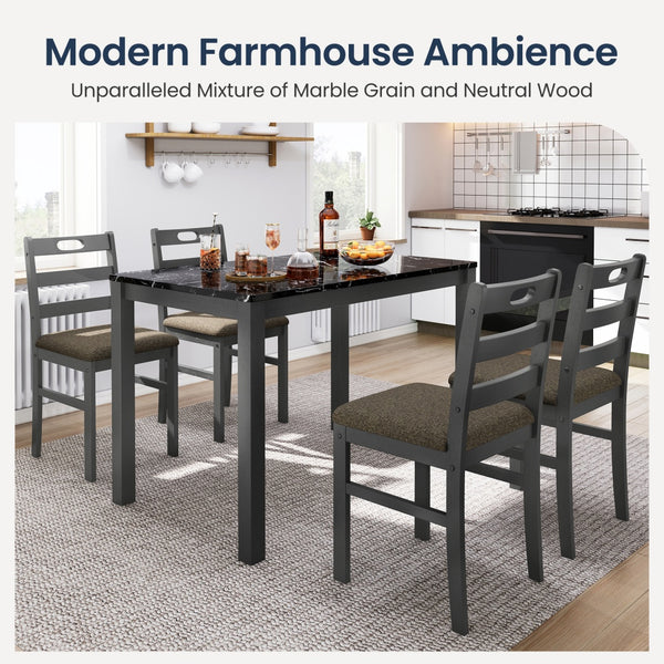 Sophie Wooden Dining Room Funiture Set for 4-Soft Seats