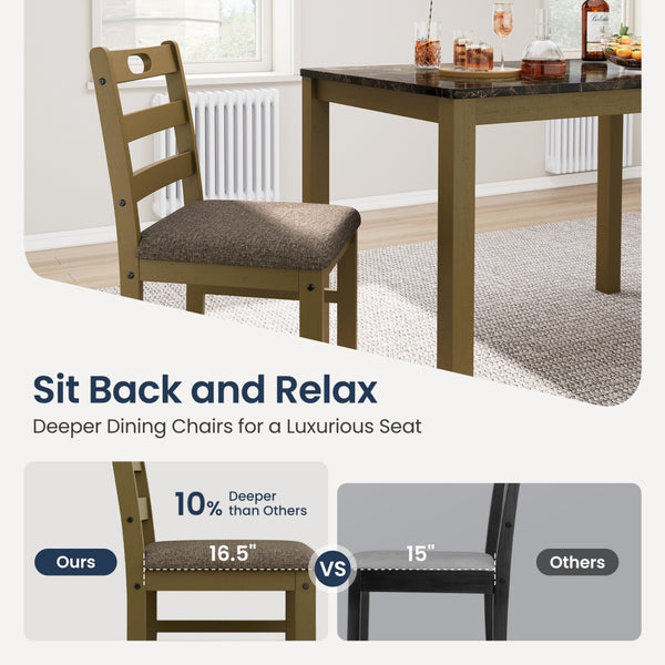 Sophie Wooden Dining Room Funiture Set for 4-Soft Seats