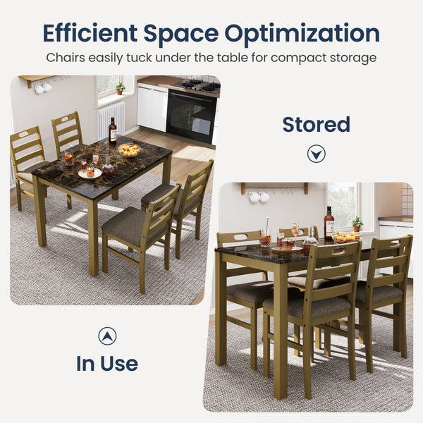 Sophie Wooden Dining Room Funiture Set for 4-Soft Seats