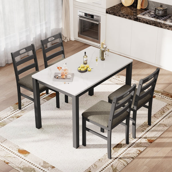 Sophie Wooden Dining Room Funiture Set for 4-Soft Seats