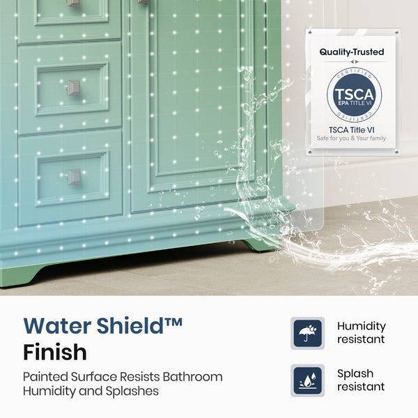 30 inch Traditional Single Sink Bathroom Vanity with Solid Wood Cabinet & Ceramic Basin