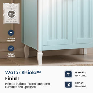 24"/36" Solid Wood Single Bathroom Vanity with Ceramic Top