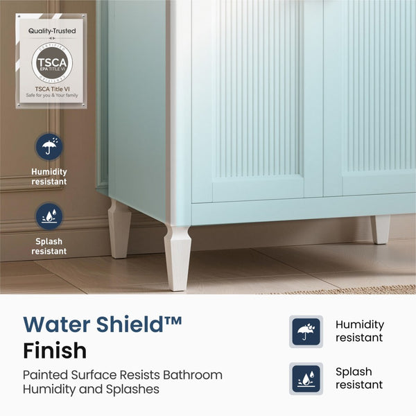24"/36" Solid Wood Single Bathroom Vanity with Ceramic Top