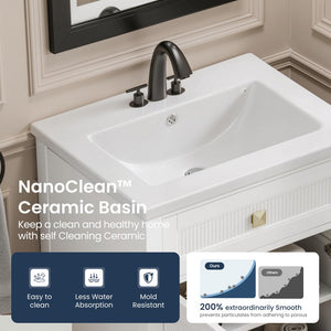 24"/36" Solid Wood Single Bathroom Vanity with Ceramic Top