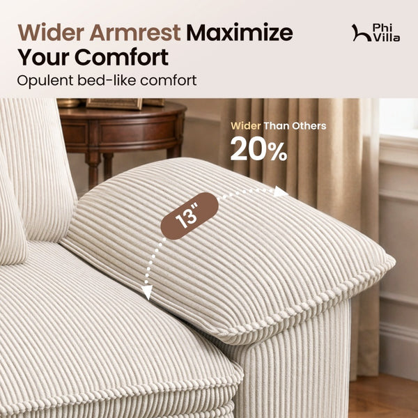 Briar Combo Set Corduroy Living Room Sofa and  Swivel Chair