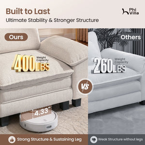 Briar Combo Set Corduroy Living Room Sofa and  Swivel Chair