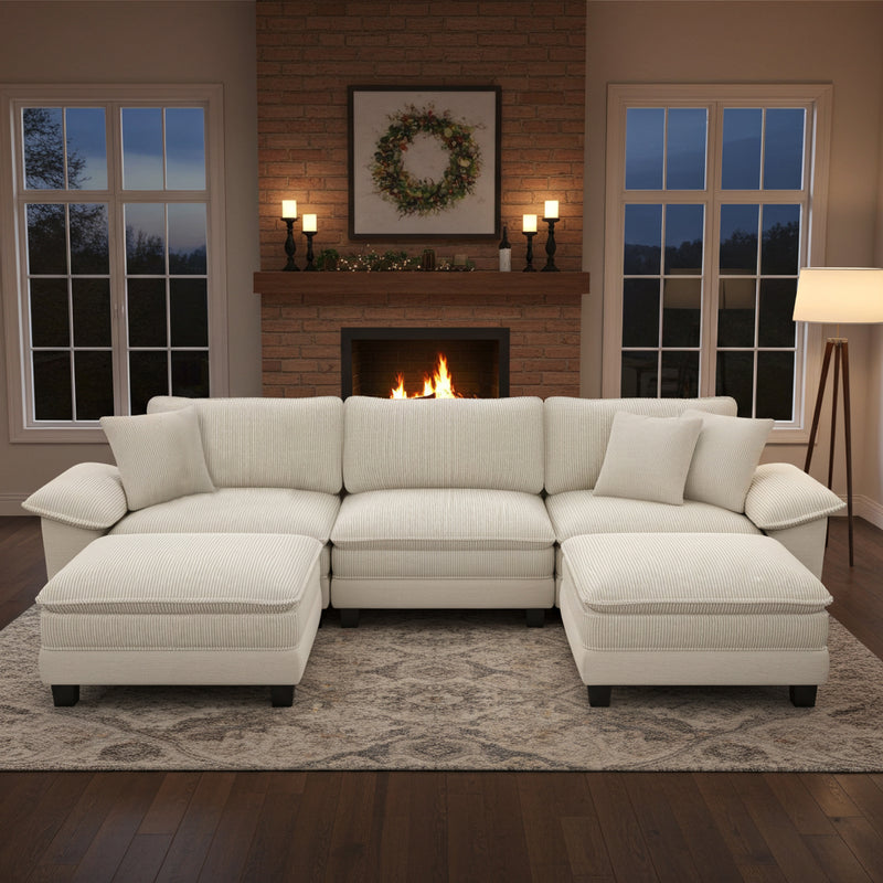Cloud-like Living Room Sofa Couch Modular Sectional Large Set Dual Fabric