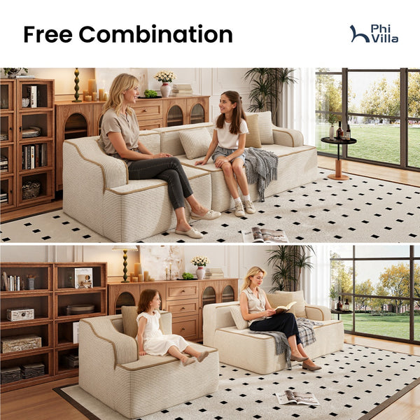 Deluxe Living Room Modular Sectional Sofa Compressed Boneless Couch