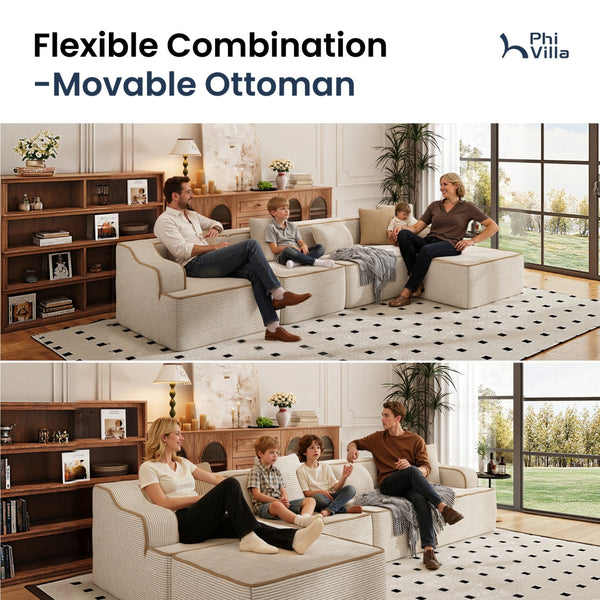 Deluxe Living Room Modular Sectional Sofa Compressed Boneless Couch