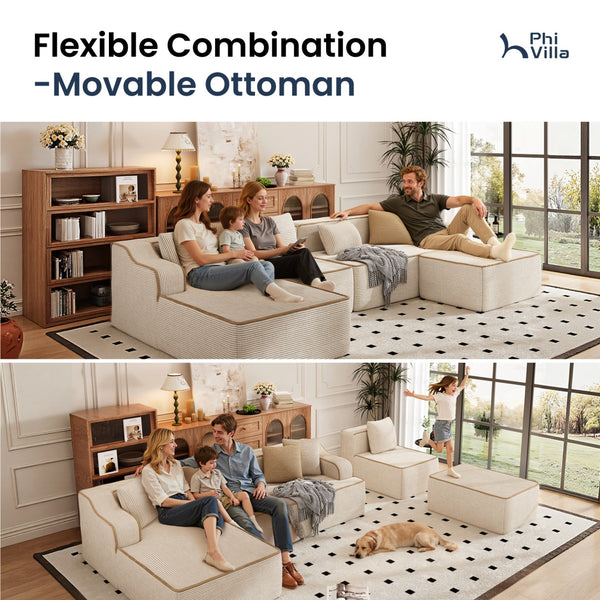 Deluxe Living Room Modular Sectional Sofa Compressed Boneless Couch