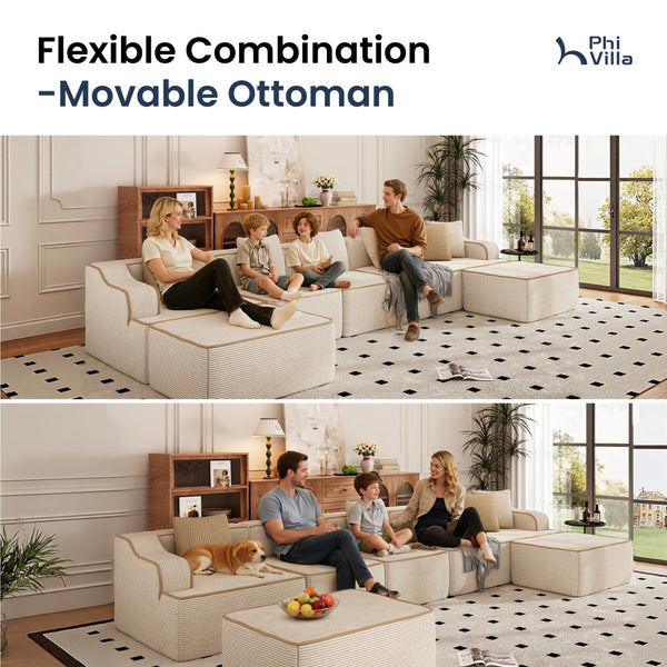 Deluxe Living Room Modular Sectional Sofa Compressed Boneless Couch