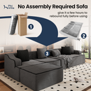 Phi Villa 104" Deluxe Indoor Modular Cloud Sectional Couch Assembly-free Ready-to-use Sofa