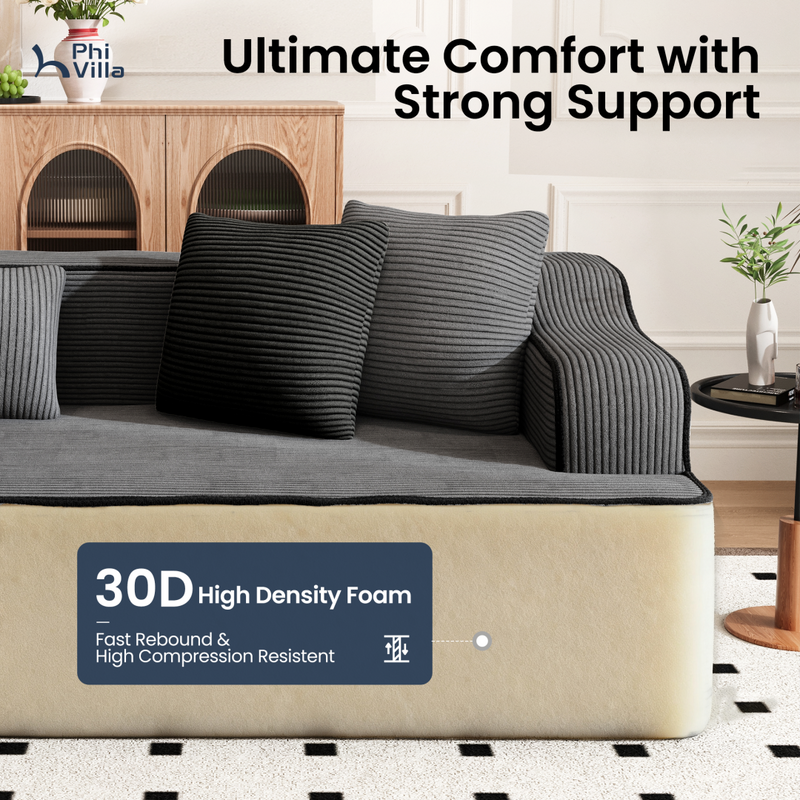 Phi Villa 104" Deluxe Indoor Modular Cloud Sectional Couch Assembly-free Ready-to-use Sofa