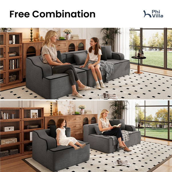 Deluxe Living Room Modular Sectional Sofa Compressed Boneless Couch
