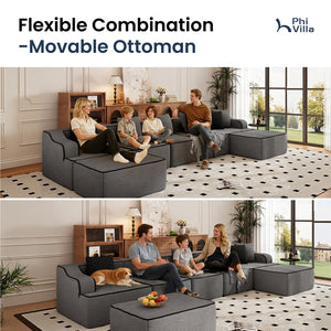 Deluxe Living Room Modular Sectional Sofa Compressed Boneless Couch