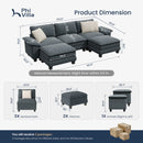 Chenille Living Room Sofa Couch Cloud-like Modular Sectional with Ottoman